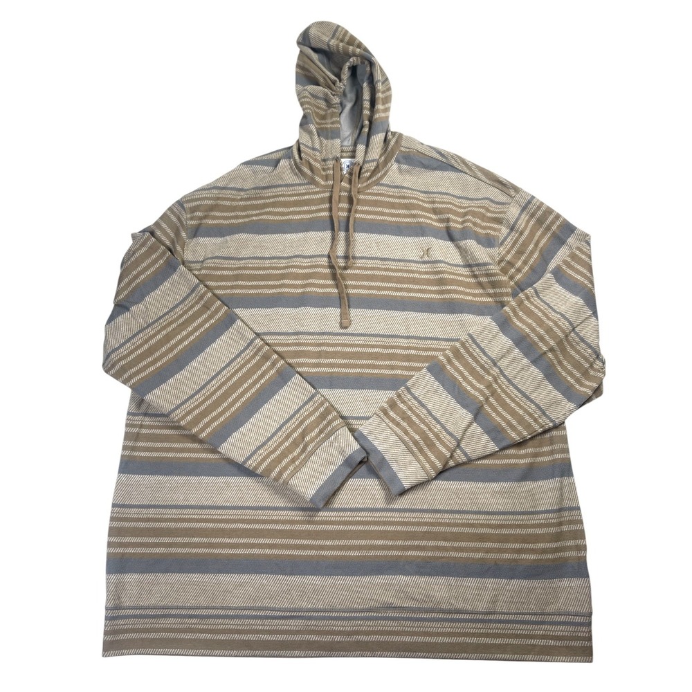 Hurley Pullover Hoodie Men's 2XL Grey & Beige Striped Long Sleeve Winter Wear